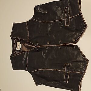 Cripple Creek leather Vest Brown, Button Up Vest,  Wedding Wear, Size L